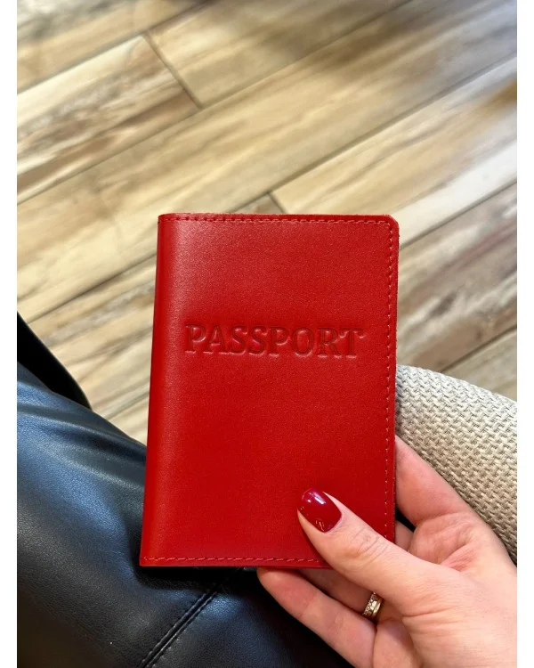 Обкладинка для паспорта з натуральної шкіри з тисненням PASSPORT