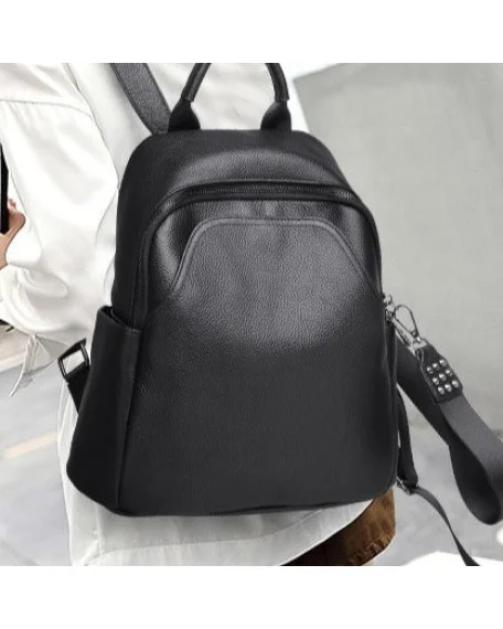 Жіночий шкіряний рюкзак Tiding Bag 85378 міський, чорний
