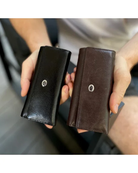 Шкіряна ключниця ST Leather B416-1 з відділенням для грошей, чорна