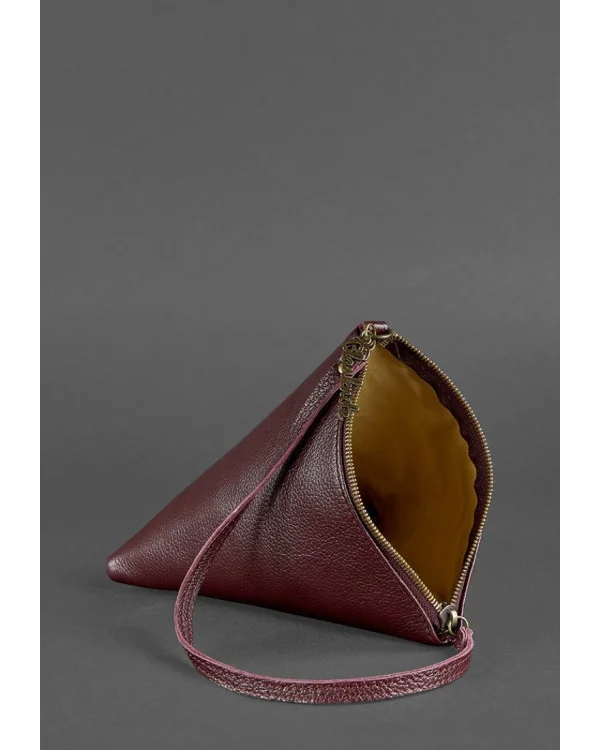Жіноча шкіряна сумка-косметичка Піраміда BlankNote, кольору марсала