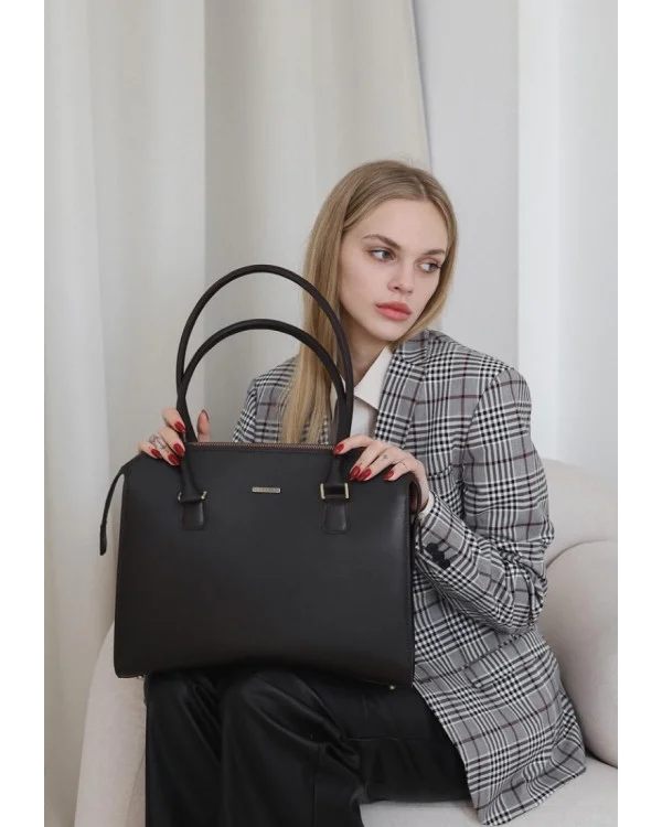 Жіноча шкіряна ділова сумка Business BlankNote, темно-коричнева