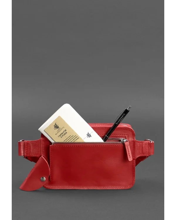Жіноча шкіряна поясна сумка Dropbag Mini BlankNote, червона