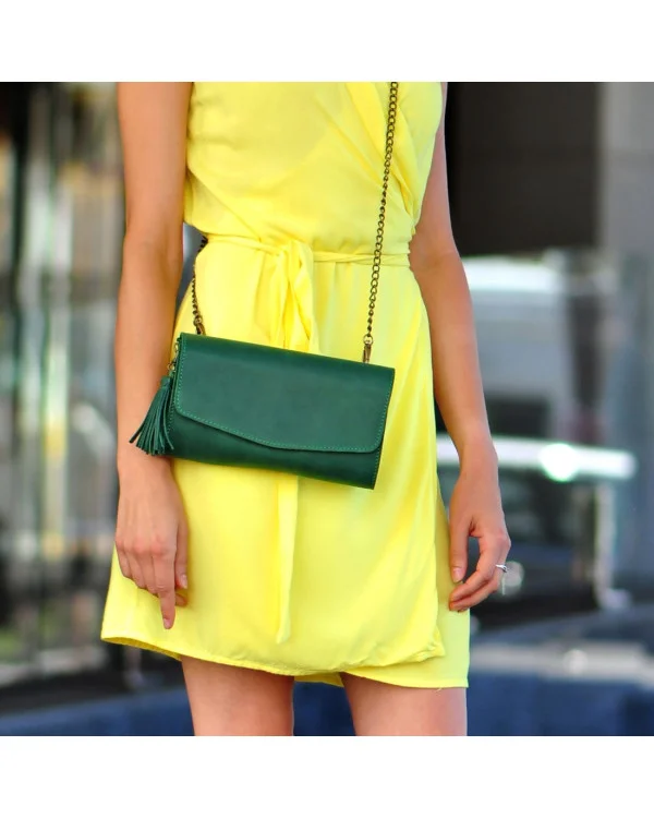 Жіноча шкіряна сумка-клатч Еліс BlankNote, смарагдова
